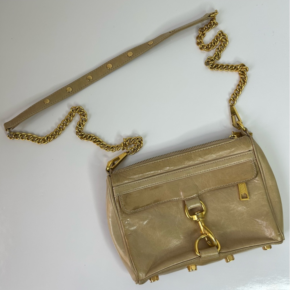 Rebecca Minkoff Cream and Gold Mini Mac Crossbody